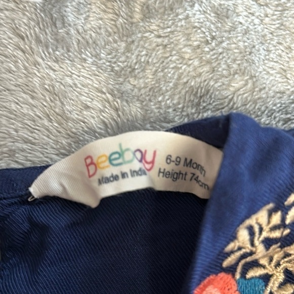 Beebay - long sleeve rayon  feel dress. Size 6-9 months - Picture 2 of 3